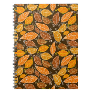 Caderno Espiral O outono deixa um padrão uniforme, fundo de colhe