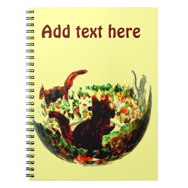 Caderno Espiral O outono Squirrels a arte animal (Frente)
