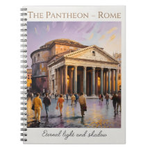 O Panteão Roma Itália Aquarela Viagem Vintage