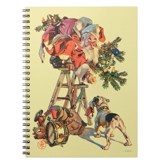 Caderno Espiral O papai noel levanta uma escada (Frente)