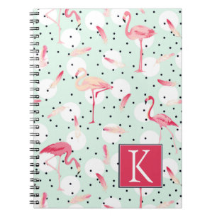 Caderno Espiral O pássaro do flamingo com penas adiciona sua
