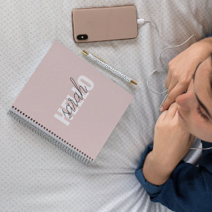 Caderno Espiral O Pastel Moderno Rosa Alô E O Seu Nome