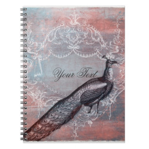 Caderno Espiral O pavão Rococo personalizou o Diário espiral