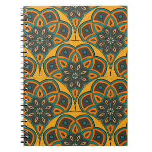 Caderno Espiral O peixe abstrato mandala balança um padrão perfeit