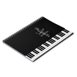 Caderno Espiral O piano preto e branco do monograma fecha o
