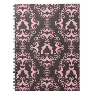 Caderno Espiral O preto cor-de-rosa do damasco atira nas pistolas