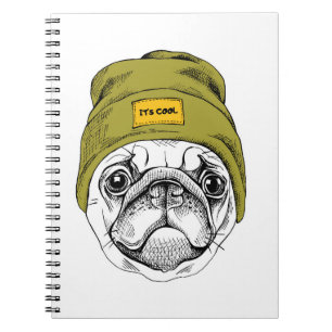 Caderno Espiral O Pug do hipster é legal