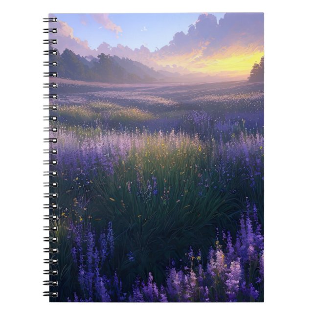 Caderno Espiral O Púrpura Meadow no Sunset (Frente)
