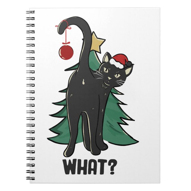Caderno Espiral O quê? Design de Natal Black Cat Holiday (Frente)