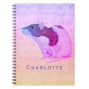 Caderno Espiral O rato cor-de-rosa do animal de estimação adicio