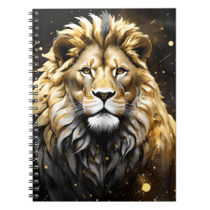 Caderno Espiral O Rei: Magnífico Leão Macho Dourado E Cinza,