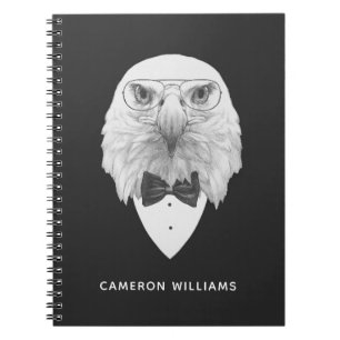 Caderno Espiral O retrato elegante de Eagle adiciona seu nome