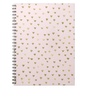 Caderno Espiral O rosa cora corações Dourados