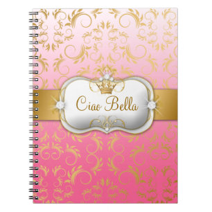 Caderno Espiral O rosa divino dourado de 311 Ciao Bella