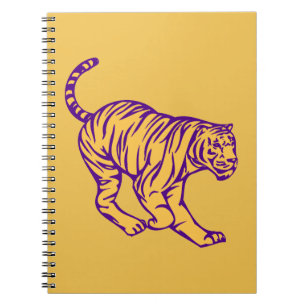 Caderno Espiral O roxo listra a ilustração selvagem do tigre do