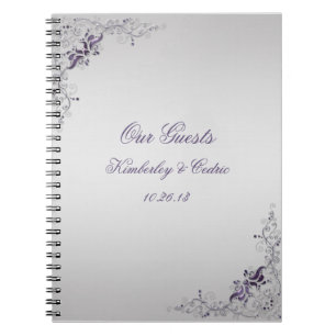 Caderno Espiral O roxo ornamentado roda livro de hóspedes