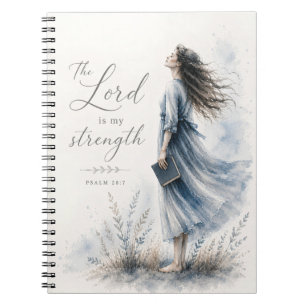 Caderno Espiral O Senhor é Minha Força Salmo 28:7 Aquarela