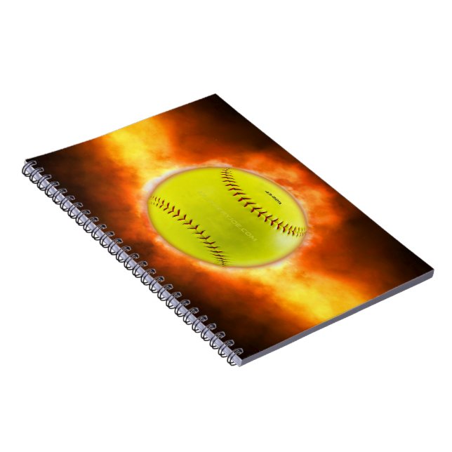 Caderno Espiral O softball de SlipperyJoe no fogo incendiou as fog (Lado Direito)