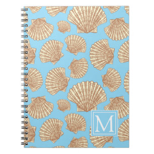 Caderno Espiral O teste padrão do Seashell do estilo do vintage