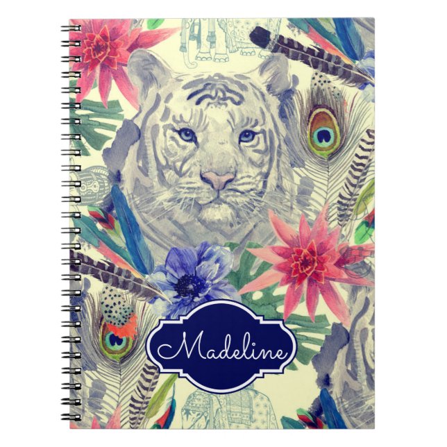 Caderno Espiral O teste padrão indiano | do tigre do estilo do (Frente)