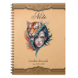 Caderno Espiral O tigre e a mulher, força e graça.