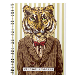 Caderno Espiral O tigre no desgaste da noite adiciona seu nome
