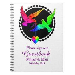 Caderno Espiral O todo do Guestbook alegre do casamento do