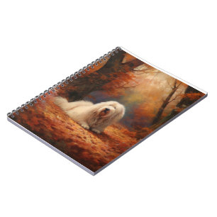 Caderno Espiral O velho pastor de inglês no outono deixa cair insp