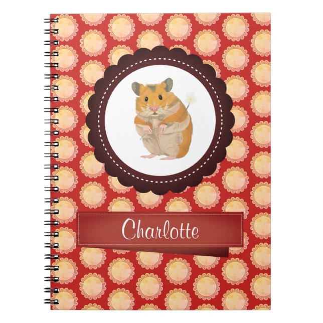 Caderno Espiral O vermelho adiciona seu hamster conhecido (Frente)