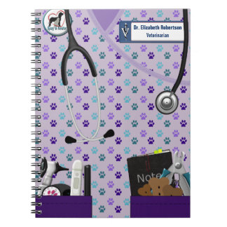Caderno Espiral O veterinário esfregam & o design dos bolsos