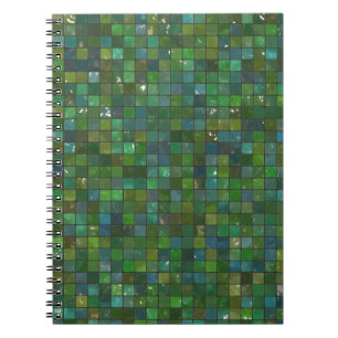 Caderno Espiral O vidro brilhante esmeralda verde telha o fundo da