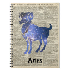 Caderno Espiral O zodíaco da ram do ARIES assina sobre a página 