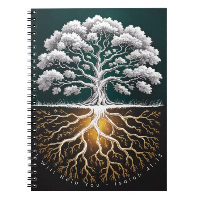 Caderno Espiral Oak Tree Strength Faith Journal - Rooted Design (Frente)