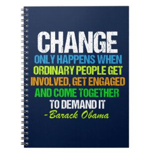 Caderno Espiral Obama, citação de voz inspiradora, muda política