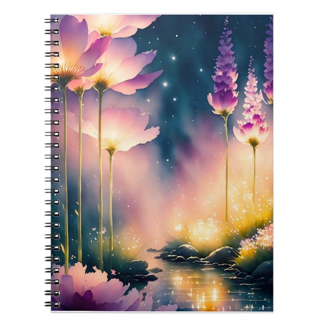 Caderno Espiral Obra de Arte Cosmos floresce (Frente)