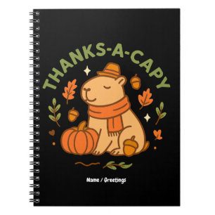 Caderno Espiral Obrigado-Capy Cute Capivara Dia de Ação de Graças 