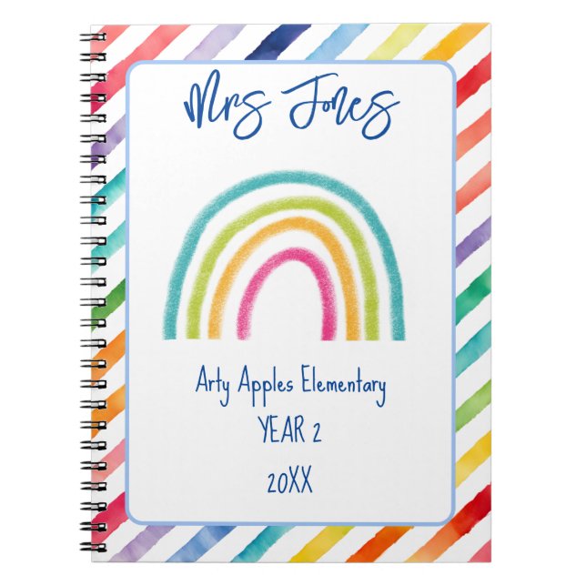 Caderno Espiral obrigado de maçã de arte de palavra você professor (Frente)