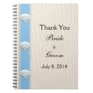 Caderno Espiral Obrigado do casamento de praia do Seashell você