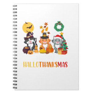 Caderno Espiral Obrigado Feliz de Natal do Cat Halloween
