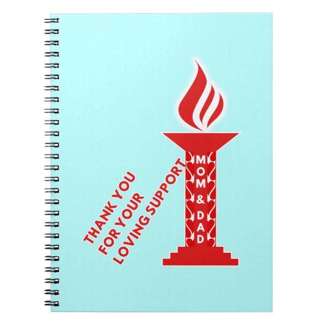 Caderno Espiral Obrigado, mãe e Pai, pelo seu amável apoio (Frente)