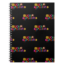 Caderno Espiral Obrigado presente colorido preto muito apreciado