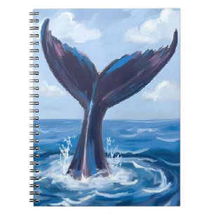 Caderno Espiral Observação de Baleias Aquarela Oceano Azul