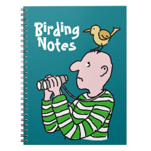 Caderno Espiral Observador de Pássaros de Desenho Animado & Pássar