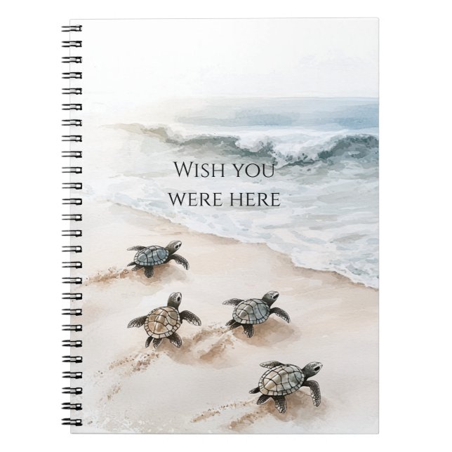 Caderno Espiral Ocean Beach Coast Sea Turtles (Frente)