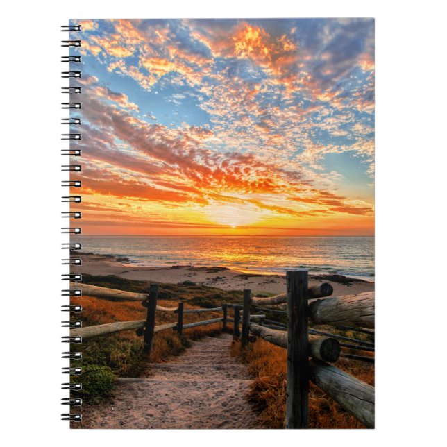 Caderno Espiral Ocean Beach View Tropical Sunset Paradise Dream (Frente)