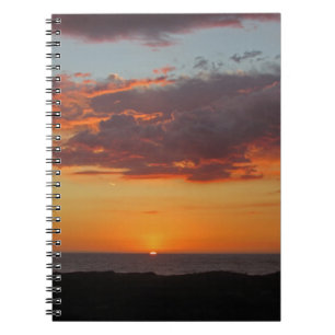 Caderno Espiral Ocean Sunset Photo Bright Orange Noite Sky