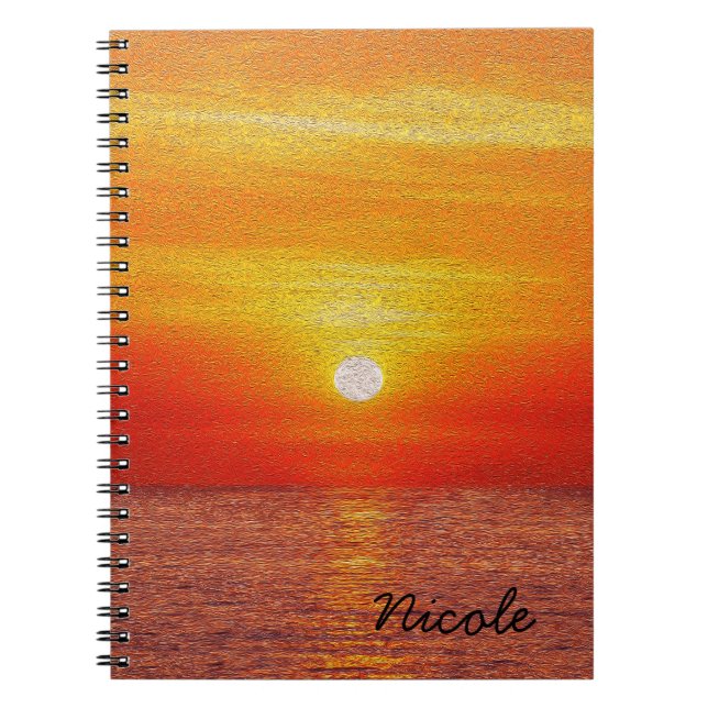 Caderno Espiral Ocean Sunset Summer Beach Waves personalizado (Frente)