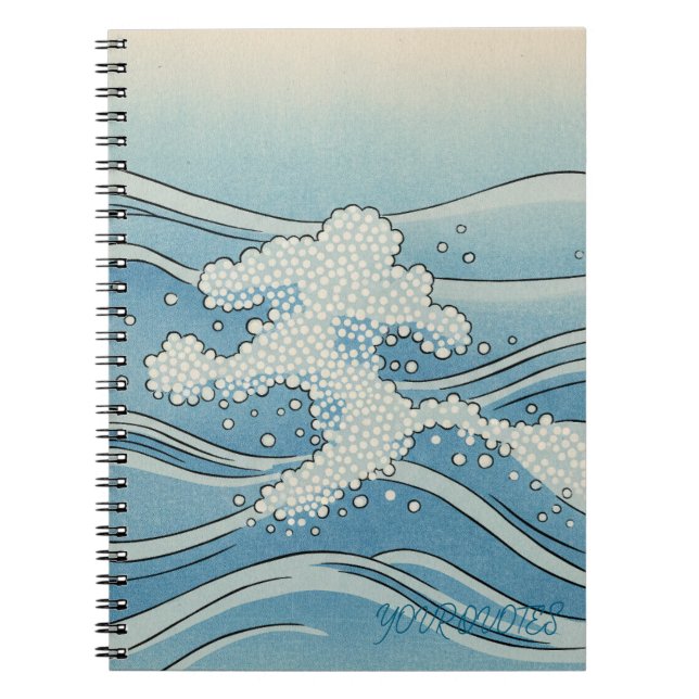 Caderno Espiral Ocean Wave Art Print – Japanese Woodblock Style (Frente)