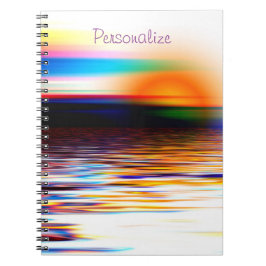 Caderno Espiral Oceano a cores do arco-íris surreal personalizado 