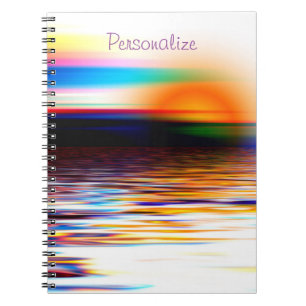 Caderno Espiral Oceano a cores do arco-íris surreal personalizado